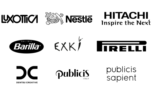 Luxottica, Nestlé, Hitachi Rail, Barilla, Exki, Pirelli, Dentsu Creative, Publicis, Publicis Sapient